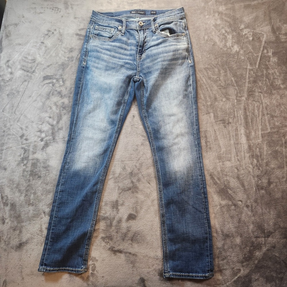 BKE Jeans Mens 34x32 Blue Jake Straight Leg Medium Wash Durable Denim ABS16395